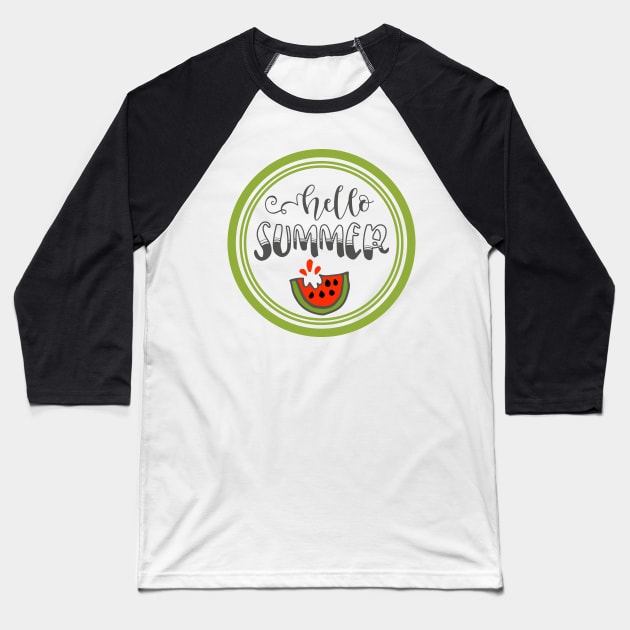 Hello Summer Watermelon Baseball T-Shirt by YOYtees